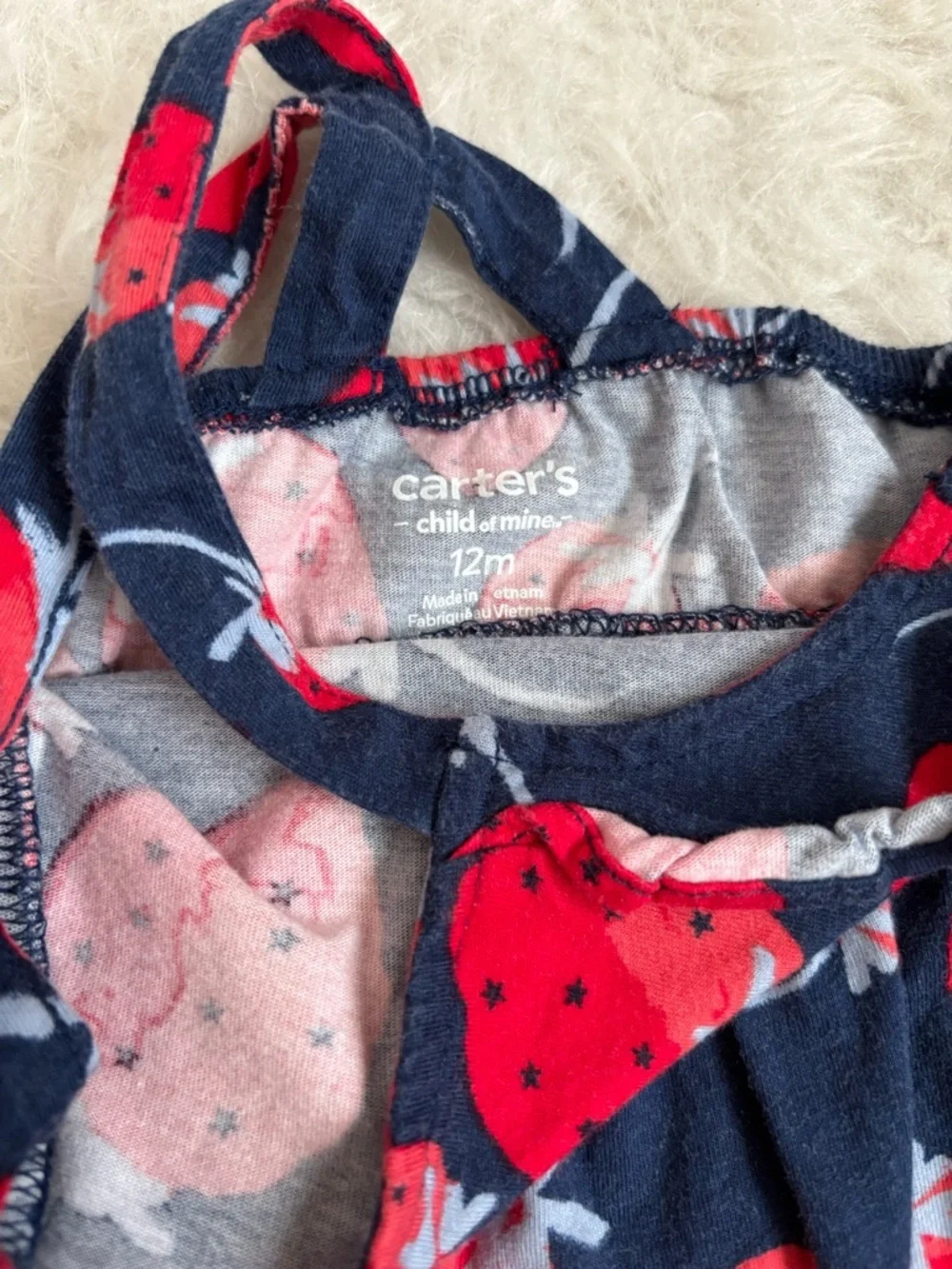 Carter's Baby Girl Festive Summer Dress with Red Strawberry Print & Bloomers